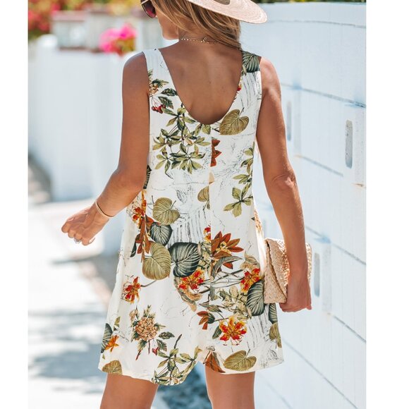 Cupshe Tropical Floral Leaf Print Scoop Neck Romper - Picture 2 of 9